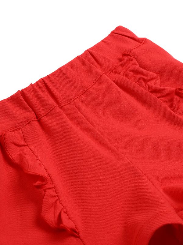 Girls White & Red Printed T-Shirt with Short Pants image number 5